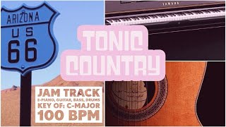 Country Jam Tracks  C Maj  Drums Piano Guitars amp Bass  100 BPM [upl. by Turnheim]