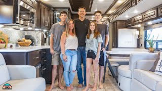 Family of 5 Downsized to a Spacious Class A Motorhome w 2 Bathrooms [upl. by Lan]