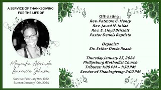 Welcome to the Thanksgiving Service for the life of Mayanka A L Johnson [upl. by Wardle]