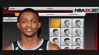 DeAaron Fox Face Creation  NBA 2K20 Mobile [upl. by Neila]