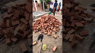 Lifting Red Bricks  Daily Work shorts shortsvideos [upl. by Runkel338]