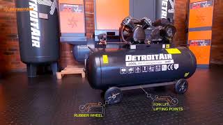 DetroitAir 200L 3HP PISTON COMPRESSOR INTRODUCTION [upl. by Eitak323]