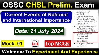 OSSC CHSL 2024 Current Affairs Mock1  ossc osscchsl osscchsl osscchsl2024 [upl. by Rodmun662]