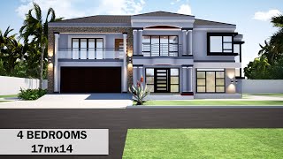 4 Bedroom house design  Double Storey designHip Roof  14mx17m [upl. by Netsuj]