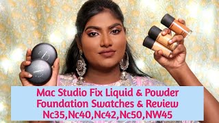 Mac Studio Fix Liquid amp Powder Foundation Swatches amp Honest Review Nc35 Nc40Nc42Nw45Nc50 Tamil [upl. by Elcarim]