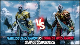 FLAWLESS ZEUS ARMOR VS FLAWLESS ARES ARMOR DAMAGE COMPARISON  GOW RAGNAROK VALHALLA [upl. by Conlen]