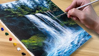 Painting Rapid Waterfalls  Acrylic Painting  Correa Art [upl. by Hsirk]