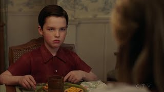 Young Sheldon and his Mom fight during dinner  Young Sheldon S01E18 [upl. by Wallache]