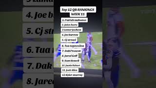 Top 12 QB rankings for week 11 fantasy football [upl. by Buckels]