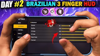 Day 2❗️Trying To Play 3 Finger Brazilian 🇧🇷 Secret 🤫 Custom HUD  FREE FIRE [upl. by Saidee]