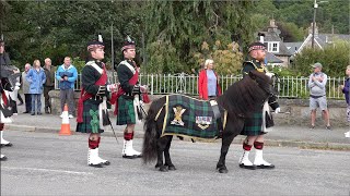 Balaklava Company Royal Guard with Regimental mascot Pony arrive back at Ballater barracks in 2024 [upl. by Rebm]