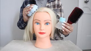 ASMR Scalp Massage amp Hair Detangling Relaxing Nails Scratching on Scalp Doll Head 💆🏻‍♀️😴 [upl. by Matland]