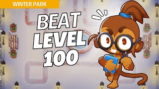 How to Beat Level 100 Hard on Winter Park  BTD6 Strategy [upl. by Aneleiram]