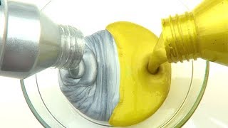 Making Metallic Slime With Gold and Silver Paint Slime DIY [upl. by Nomra]