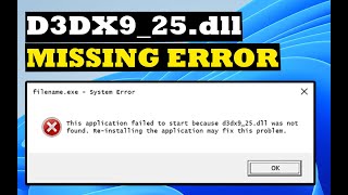 Fixed  d3dx925dll is missing from your computer Windows 10 11 7 8 [upl. by Burtis]