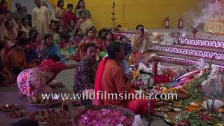 Bengali women observe Sandhi puja  An ode to Goddess Kali [upl. by Nytnerb825]