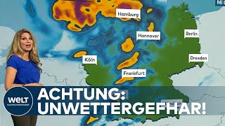 ACHTUNG UNWETTERGEFAHR Hier wird es heute unangenehm  Das Wetter in Deutschland [upl. by Sucrad]