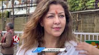 Thammudu Movie Heroine Aditi Govitrikar Visits Tirumala Tirupati Temple  Pawan Kalyan  V6Ent [upl. by Idalia]