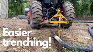 Easier way to trench WITHOUT a backhoe Making use of the Kioti with a subsoiler [upl. by Pitt]