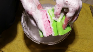 Asmr Soap carving foam lather Lots of scratching and destroying sponges [upl. by Adnulahs942]