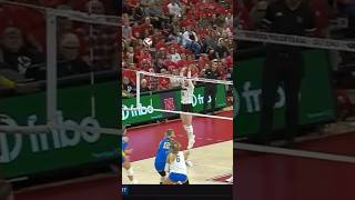 Bergen Reilly Roof Roof Roof Solo Block Nebraska Husker Volleyball 92824 UCLA volleyball [upl. by Pendleton]