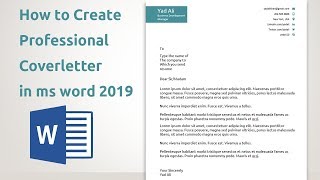 How to create professional Cover letter Templates in ms word 2019 [upl. by Ecneret]