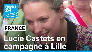 Politique française  la candidate NFP à Matignon Lucie Castets en campagne à Lille • FRANCE 24 [upl. by Lorain]