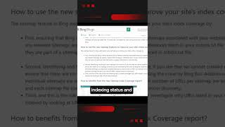 Bing Introduces New Sitemap Index Coverage Report in Webmaster Tools [upl. by Sylvie]