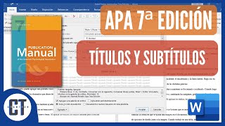 TITULOS y SUBTITULOS Normas APA 7ma EDICION [upl. by Eremihc379]