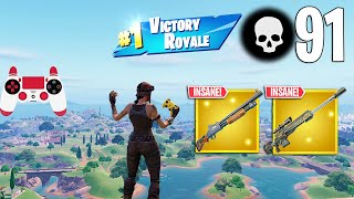 91 Elimination Solo Vs Squads Gameplay Wins Fortnite Chapter 5 PS4 Controller [upl. by Enelrad]