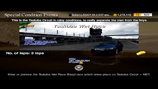 Gran Turismo 4 Spec II Mod 027  Tsukuba Wet Race Easy 🏆 Subaru LEGACY B4 20 GT specB 03  100 [upl. by Sacha]