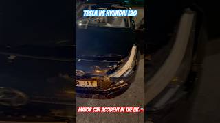 MAJOR CAR ACCIDENT IN THE UK 🇬🇧  TELSA VS I20 CAR CRASH  BRITISH DRIVER CAUGHT AT THE SPOT 🚗🔥 [upl. by Yelnikcm]