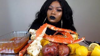 KING CRAB LEG MUKBANG SEAFOOD BOIL [upl. by Sirdna]