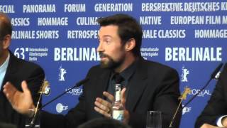 HUGH JACKMAN talking about the OSCARS 2013 Berlinale Film Festival [upl. by Nednal867]