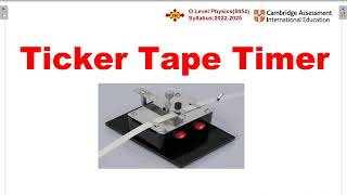 Ticker tape timer । IGCSEO level Physics । Instructorphysics [upl. by Koorb686]