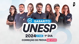 Gabarito UNESP 2024 2ª FASE 1º dia – Correção de prova AO VIVO [upl. by Iand363]