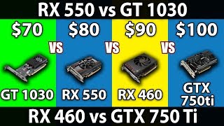 GT 1030 vs RX 550 vs GTX 750 Ti vs RX 460  G4560  Gaming Benchmarks [upl. by Nnaacissej]