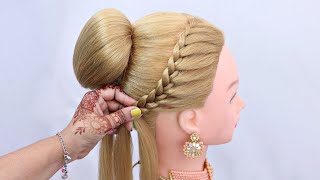 Easy Attractive Hairstyle  Beautiful Bun hairstyle for long hair  Hairstyle for girls [upl. by Brigitte924]