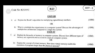 jntuk r23  2nd btech 1st semester Cse  digital logic and computer organization set 2 [upl. by Ennovahs]