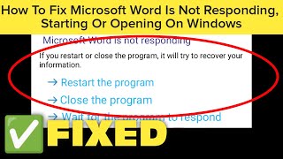 How To Fix Microsoft Word Is Not Responding Starting Or Opening On Windows 11  10 [upl. by Donella253]