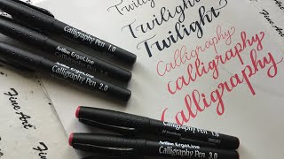 Artline Ergoline Calligraphy Pen Red amp Black ink Unboxing amp Review  Twilight Time Art [upl. by Byrn616]