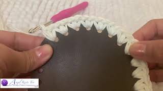 Crochet with leather Base  easy tutorial  حقيبة الكروشيه مع قاعدة جلدية سهلة تعليمي [upl. by Amliw656]