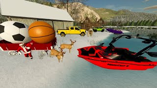 Boating Adventure Ruined by Huge Snowstorm  Farming Simulator 22 [upl. by Ahseiyn]