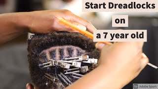 💋How to Start Dreadlocks on a 7 year old  Loc START UP  Starter Locs with Coils [upl. by Artap]