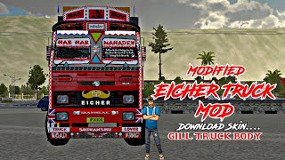 Modifed Eicher Truck Mod Gill truck body Mod For Bussid Download Skin Eicher New Truck Mod [upl. by Zach]