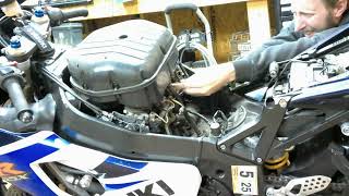 2005 GSXR 600 spark plug change [upl. by Aztiley]