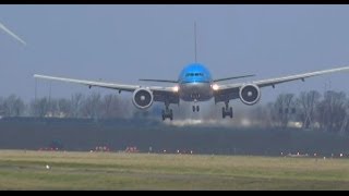 B777 crosswind landing a great performance by this KLM pilot [upl. by Kcirdorb95]