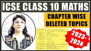 MATHEMATICS CHAPTER WISE DELETED TOPICS  ICSE BOARD CLASS 10 2024 [upl. by Starlene]