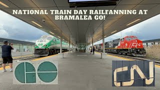 Go Transit 251 CN 4713 and More National Train Day Railfanning At The Bramalea Go Station [upl. by Ilojna285]