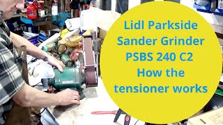 Lidl Parkside Sander Grinder PSBS 240 C2 how the tensioner works [upl. by Cohberg67]